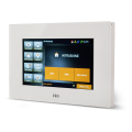 Tastiera touch screen Alien bianca con tema interfaccia arancione per impianti antifurto e domotici
