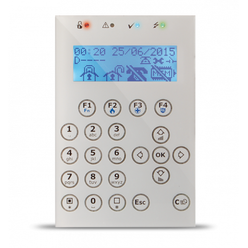 Tastiera con display LCD e tasti a sfioramento Concept/GB bianca, frontale